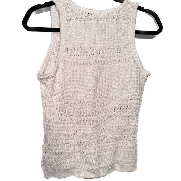 WHBM White Open Knit Crochet Sleeveless Top - size Small - Picture 2 of 4